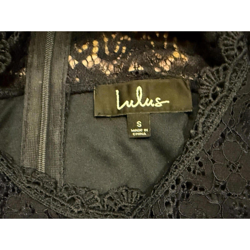 Lulus Navy Lace Dress Long Sleeve Midi Cocktail Party SZ S - Picture 13 of 15